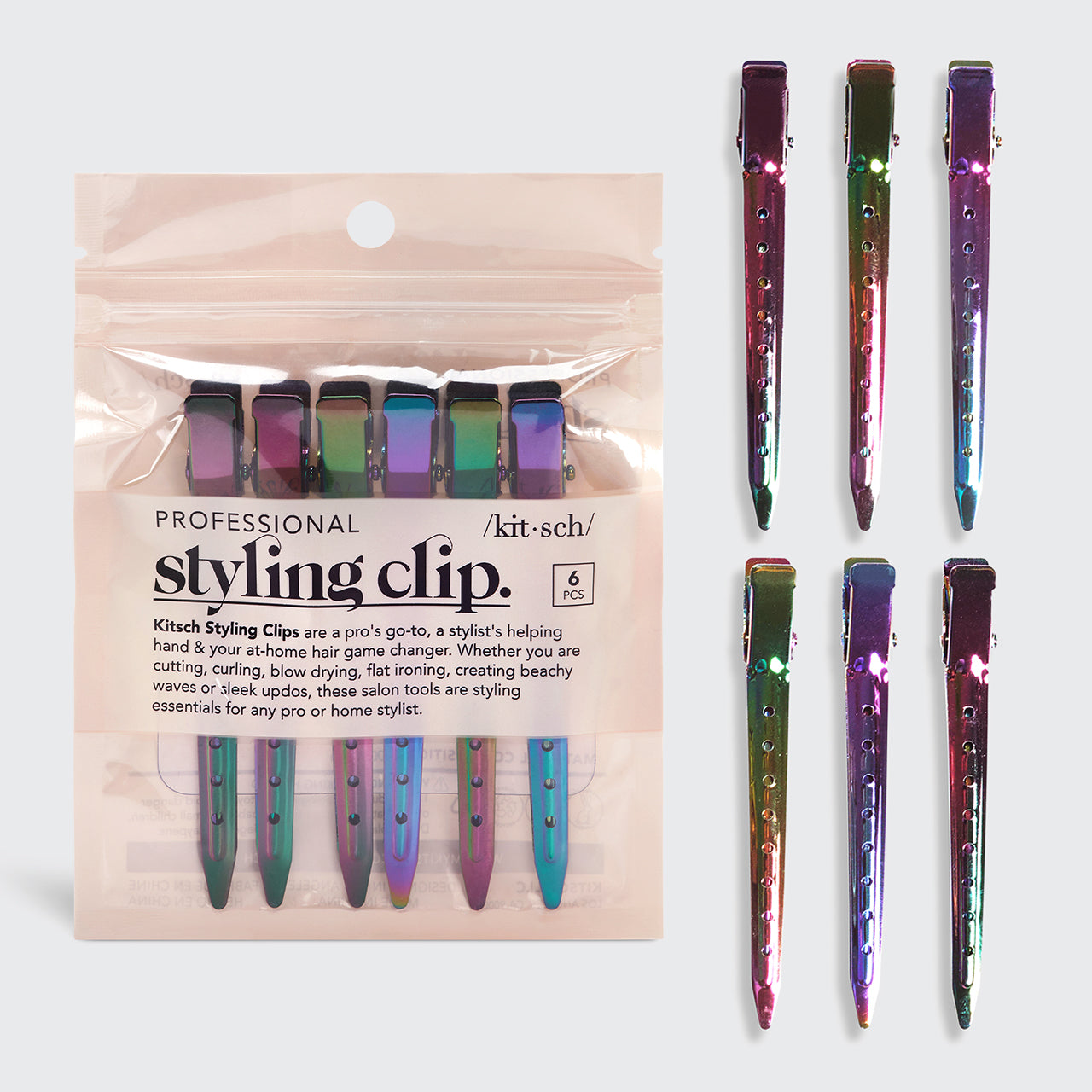 Iridescent Styling Hair Clips 6pc Set