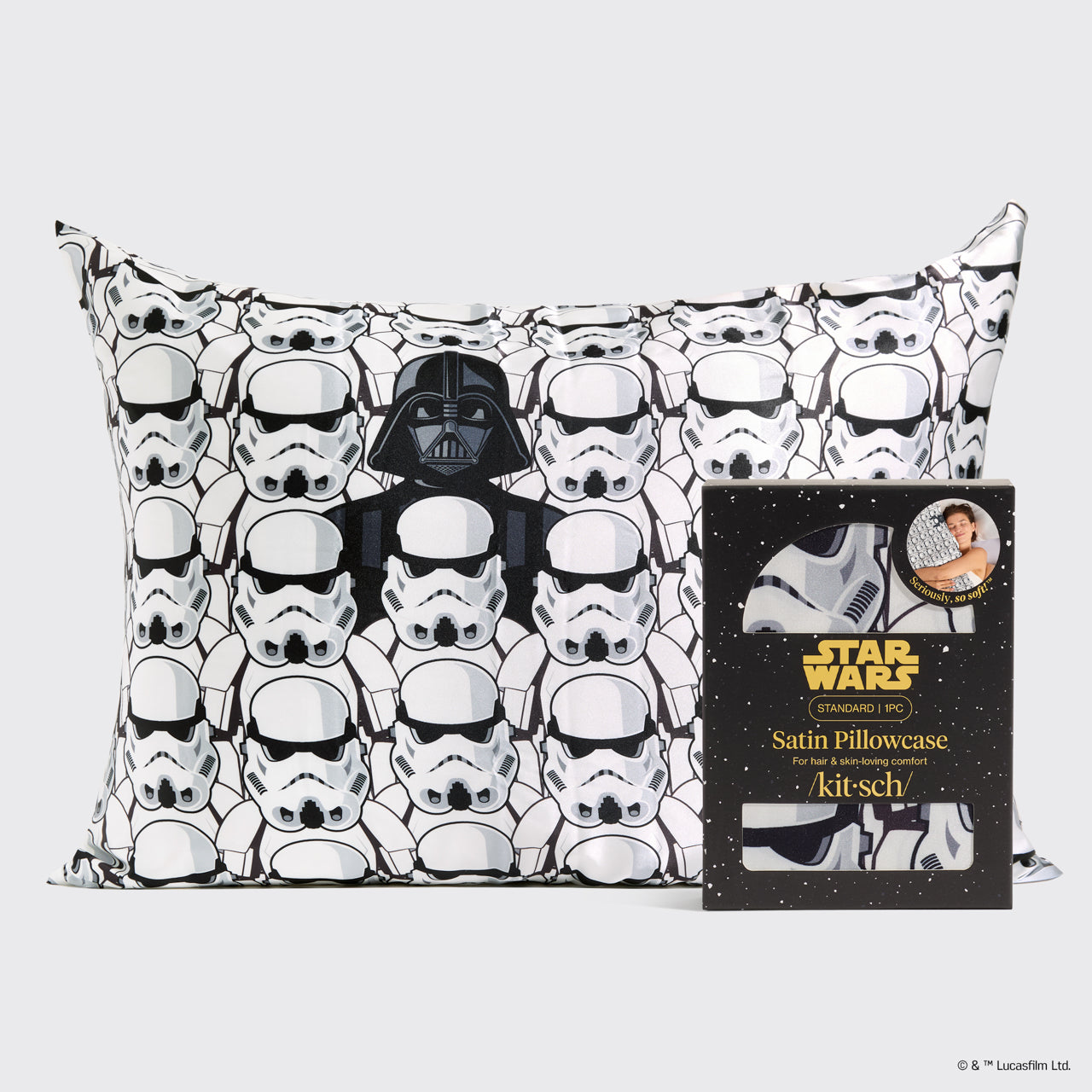 Star Wars™ & Kitsch Satin Pillowcase in Darth Vader & Stormtroopers