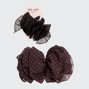 Laço com bolinhas em chiffon