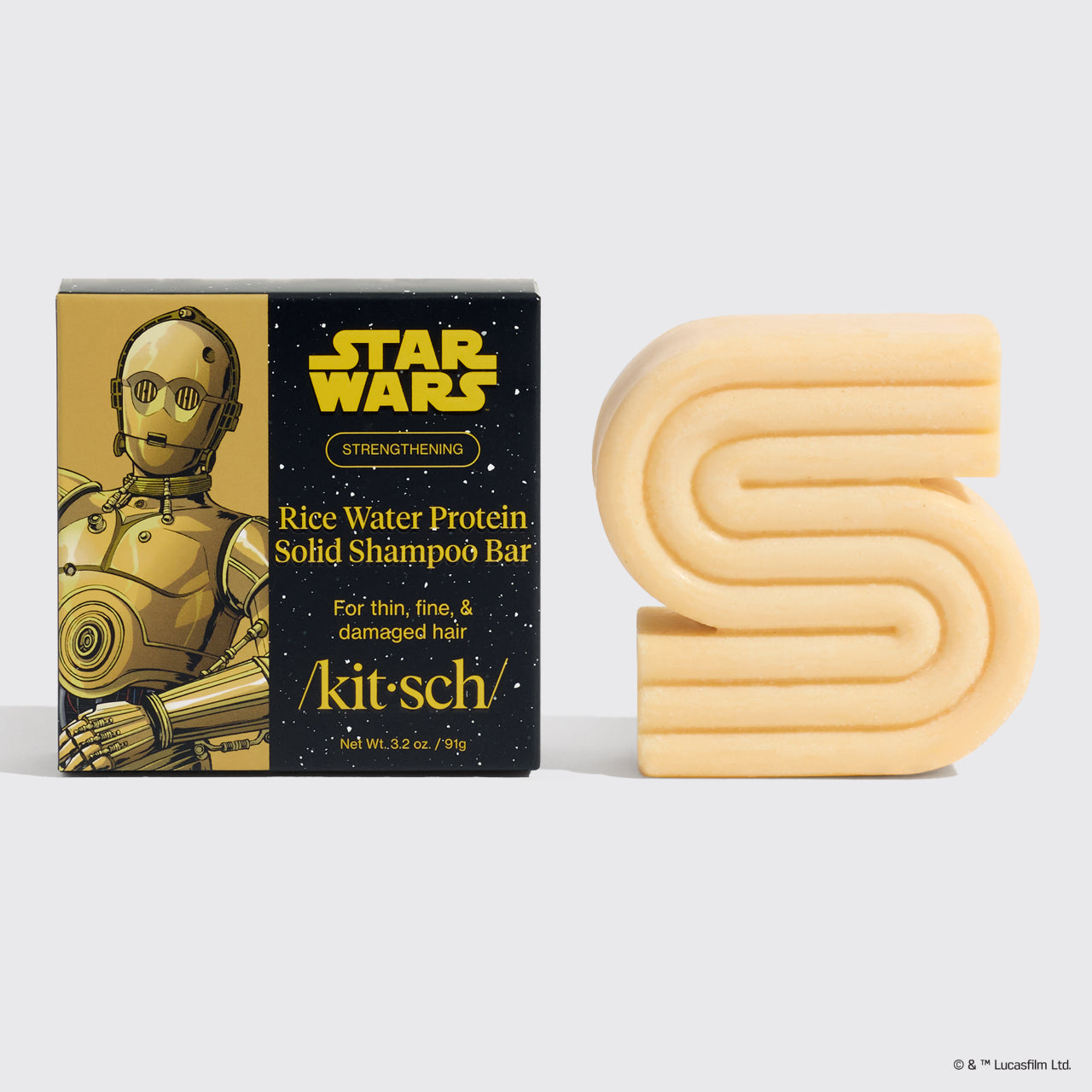 Star Wars™ & Kitsch Rice Water Protein Strengthening Solid Shampoo - C-3PO