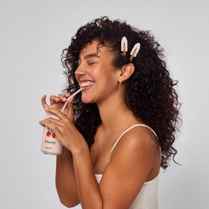 Set de 4 clips antiarrugas con estampado de cerezas