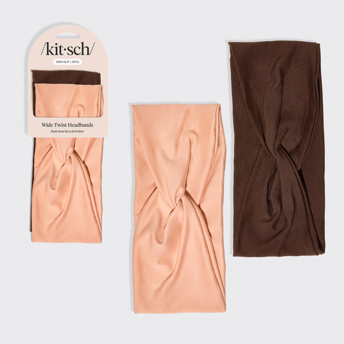 Breite Twist-Stirnbänder 2er-Set | Rosenholz