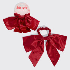 Elastico per capelli con fiocco in raso e strass