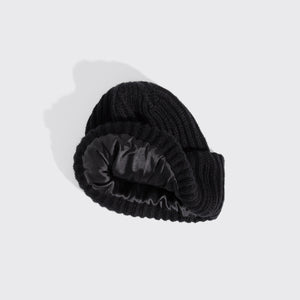 Glazey™ Satin-Lined Beanie in Black