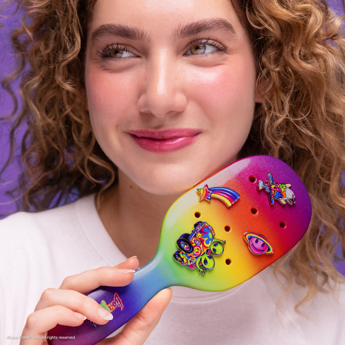 Lisa Frank x KitschPop Paddle Brush 5pc Set in Fantastic World of Lisa Frank - on-model lifestyle