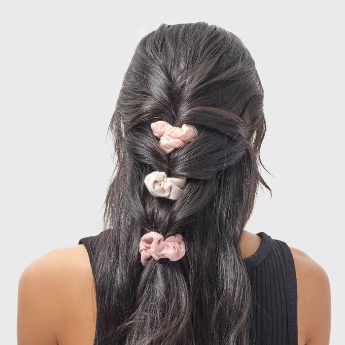 Set van 5 getextureerde scrunchies - Terracotta