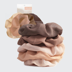 Chouchou en tissu crêpe 5pc - Terracotta