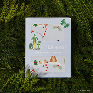 Funda de almohada de satén elf x Kitsch - Periwinkle Christmas