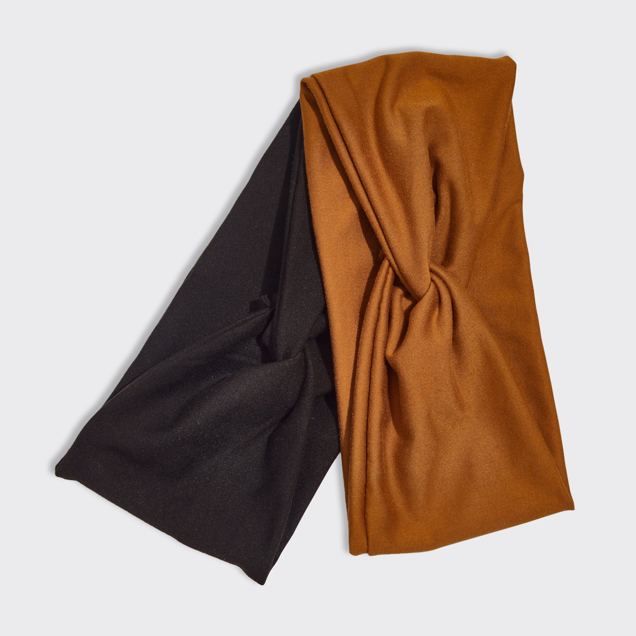 KITSCH Black & Camel Wide Headbands 2pc Set — product shot of camel wide headband — eco-friendly, made from recycled cotton, super soft feel