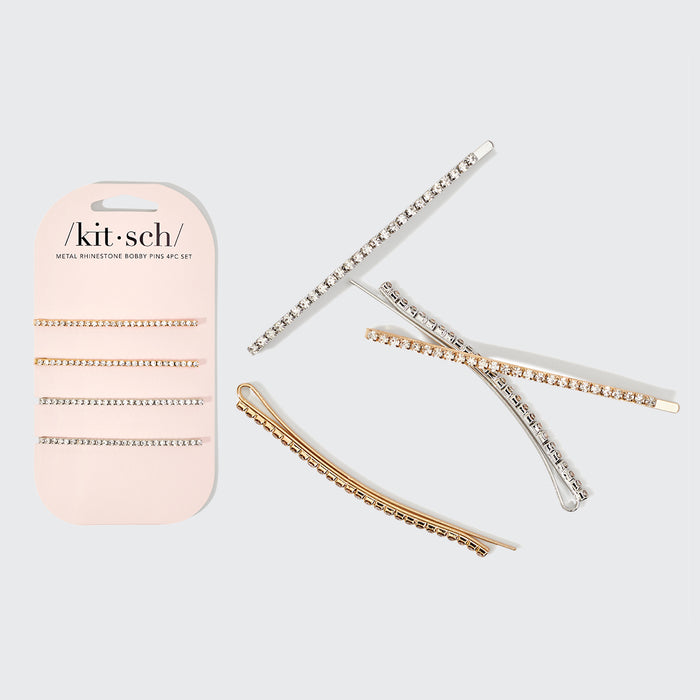 Μεταλλικές Στρας Extra Long Bobby Pins 4pcs - Χρυσό και Ασημί
