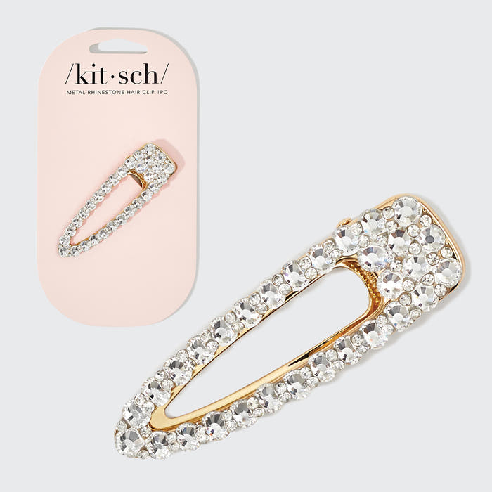 Metall Strass große offene Form Haarspange 1pc - Gold