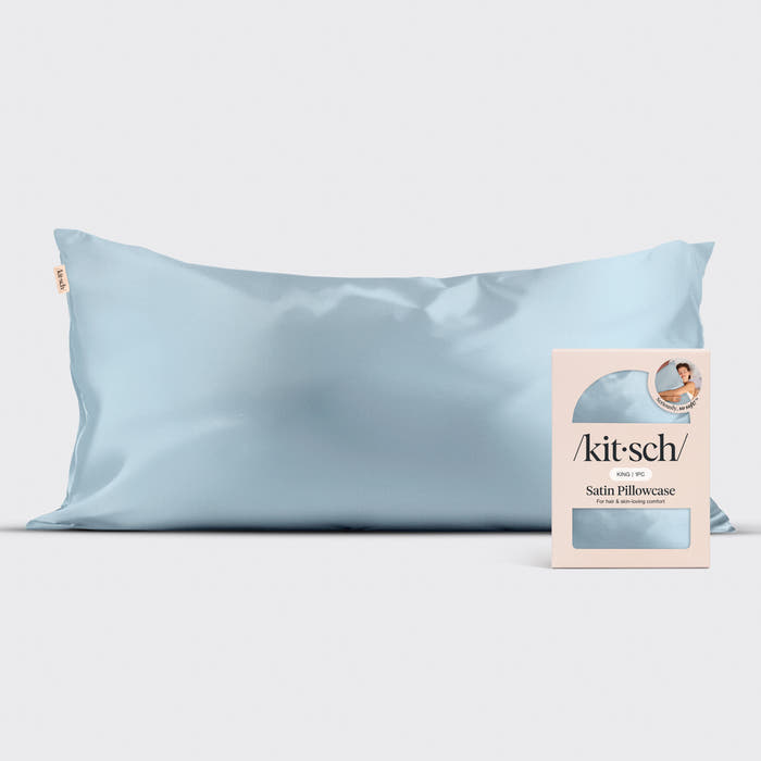 KITSCH Haze Blue King Satin Pillowcase — hero view