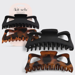 Schwarz-braunes klassisches Haarklammer-Set, 2 Stück – Jumbo