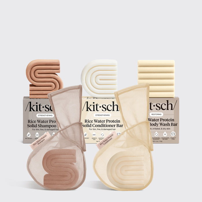 Kit essenziale corpo e capelli all'acqua di riso per la crescita