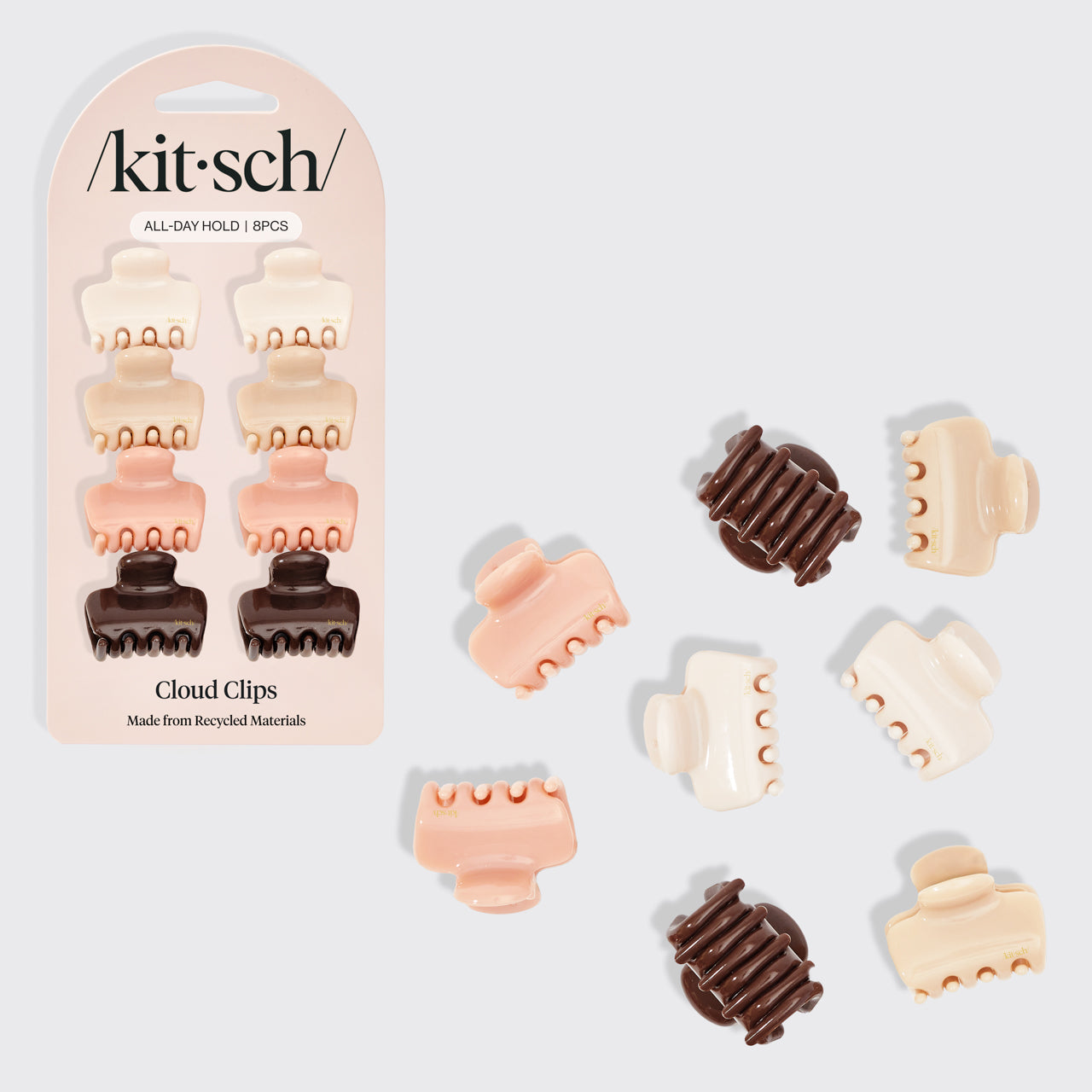مجموعة مشابك كلاود كلاود الصغيرة البلاستيكية المعاد تدويرها مكونة من 8 قطع - خشب الورد