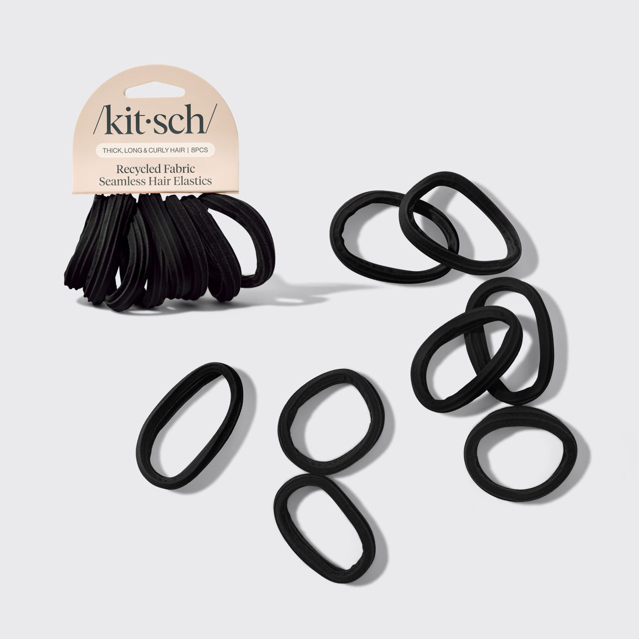 Set di 8 pezzi di elastici per capelli neri senza cuciture