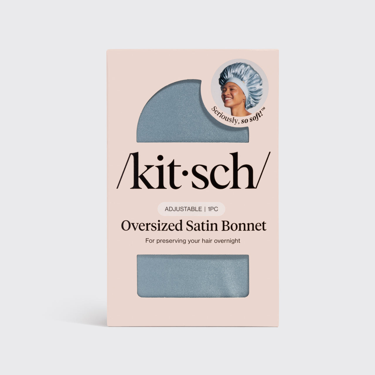 Übergroße Satin-Haube - Haze Blue