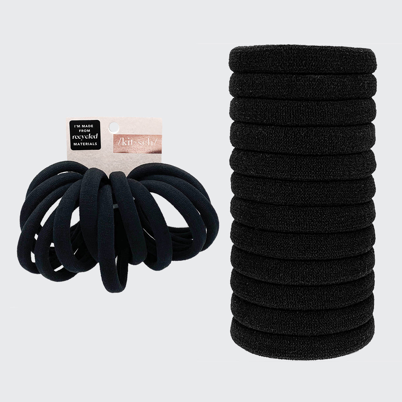 Elastici medi in nylon riciclato 12 pezzi - neri