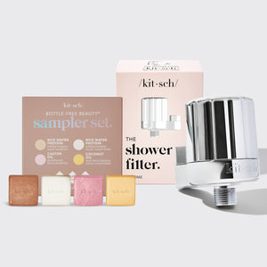 Set 4 pezzi filtro doccia + shampoo e balsamo - Cromo