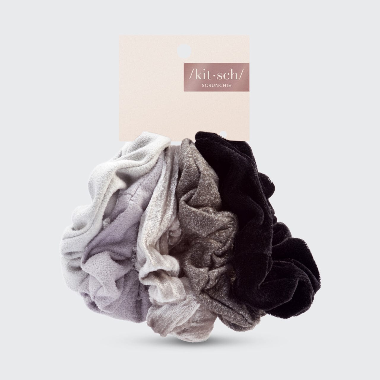 Velvet Scrunchies - Black/Gray